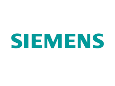 Logo von Siemens in Türkis und Schwarz auf weißem Hintergrund.