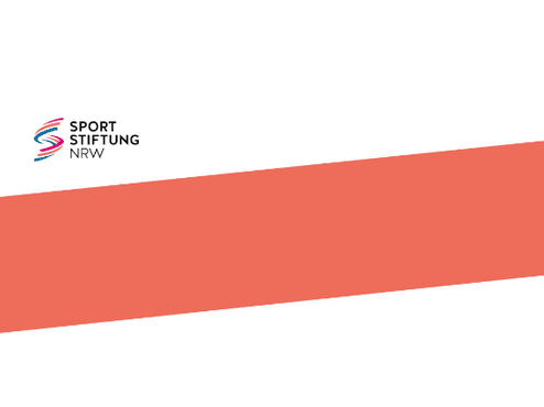 Logo der Sportstiftung NRW auf einem orangefarbenen Hintergrund.