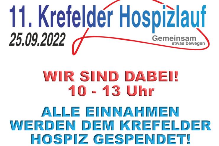 Plakat für den 11. Krefelder Hospizlauf mit Informationen zu Datum, Uhrzeit und Spendenzweck.