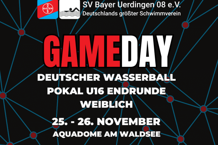 Turnierankündigung für den Wasserball-Pokal U16 weiblich, 25.-26. November 2023 im Aquadome am Waldsee.