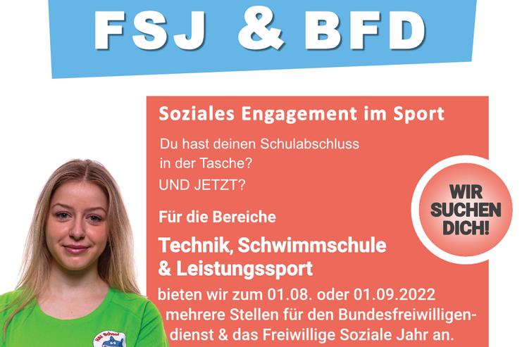 Anzeige f&uuml;r FSJ und BFD beim SV Bayer Uerdingen 08 e.V. mit Informationen zu sozialen Engagement im Sport.